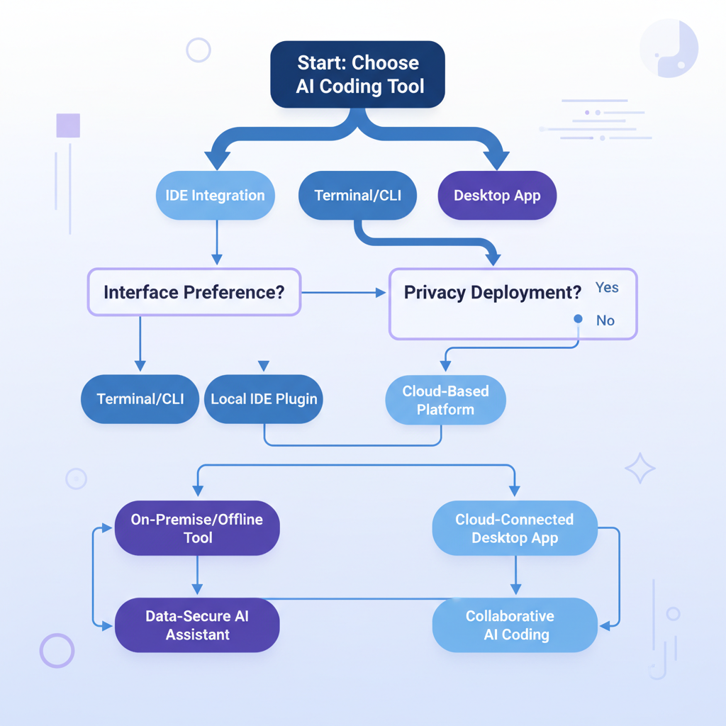 Decision flowchart for choosing the right AI coding tool