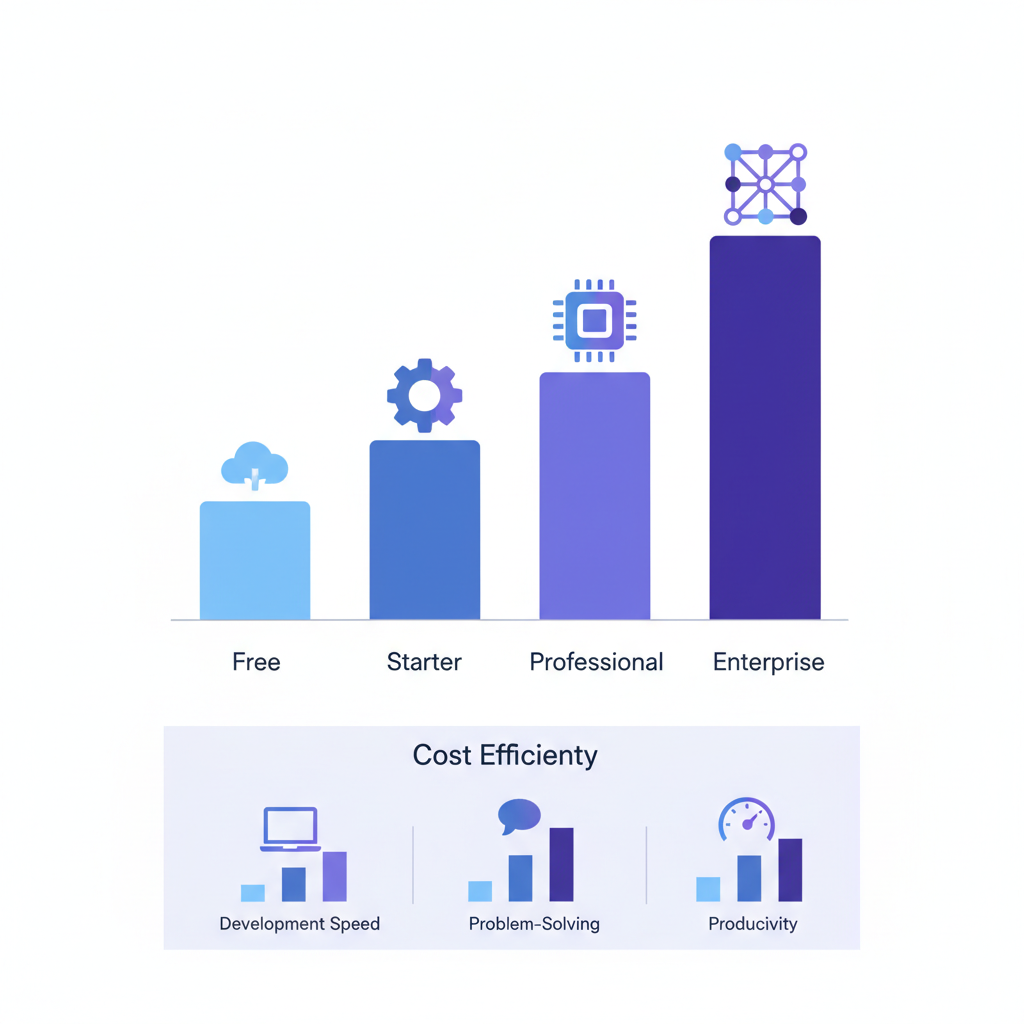 Monthly cost comparison chart across AI coding tool tiers