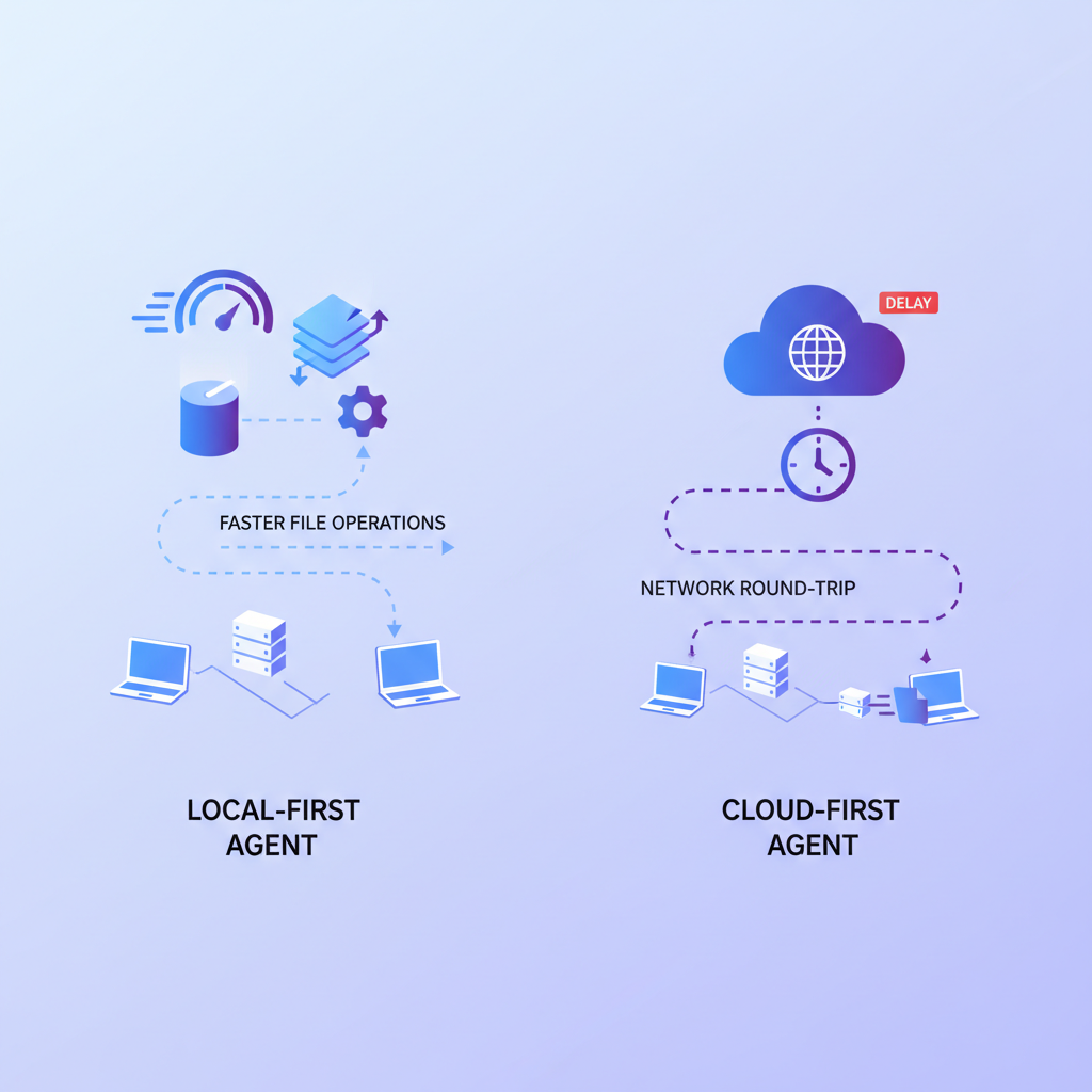 Latency comparison between cloud-first and local-first agent architectures